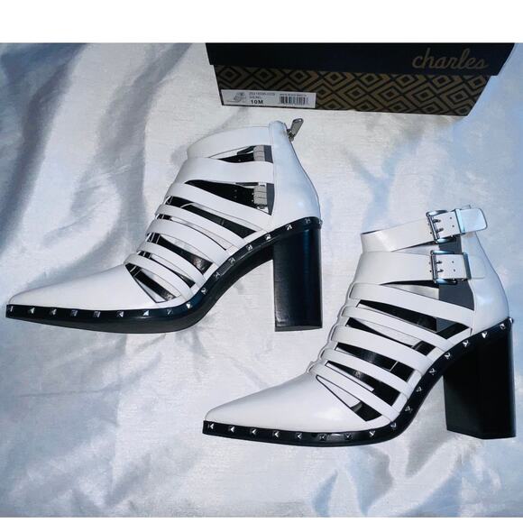 Charles By Charles David Diesel White Studded Heels - Women's Size 10 M - w/ Box - Picture 3 of 13